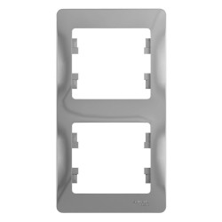 Рамка Schneider Electric Glossa GSL000306 2 поста вертикальная алюминий