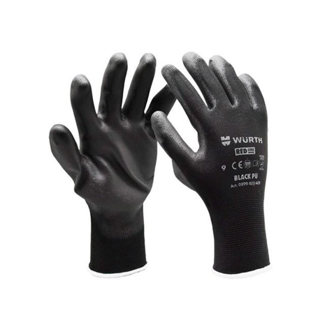 Перчатки трикотажные Wurth Black PU 0899402410 с полиуретановым покрытием размер 10 Перчатки трикотажные Wurth Black PU 0899402410 с полиуретановым покрытием размер 10