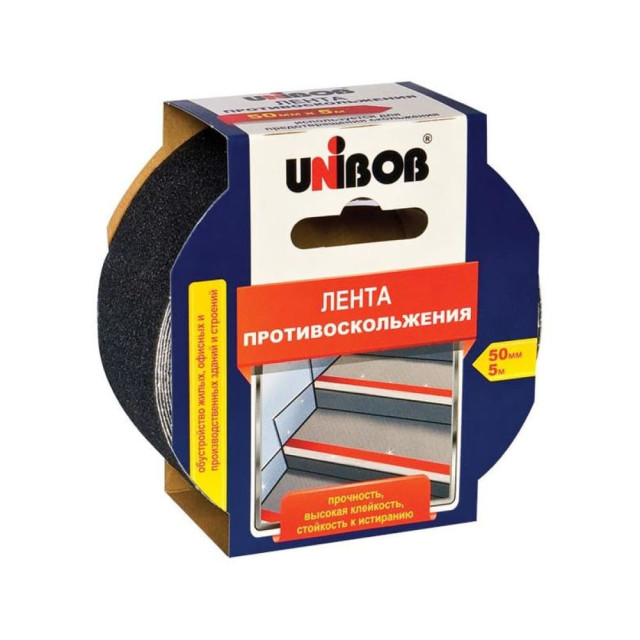 Клейкая лента противоскольжения Unibob 50 мм*5 м черный Клейкая лента противоскольжения Unibob 50 мм*5 м черный
