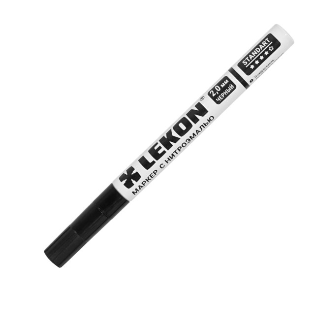 Маркер Lekon 011802 с нитроэмалью черный лаковый 2 мм Маркер Lekon 011802 с нитроэмалью черный лаковый 2 мм