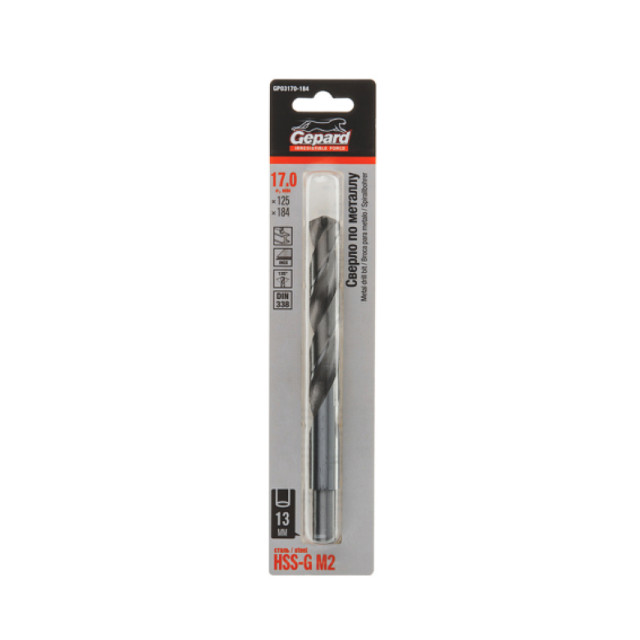 Сверло по металлу Gepard GP03170-184 HSS-G 17.0*125*184 мм Сверло по металлу Gepard GP03170-184 HSS-G 17.0*125*184 мм