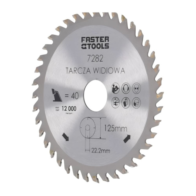 Пильный диск по дереву Faster Tools 40 зубьев 125*22.2 мм Пильный диск по дереву Faster Tools 40 зубьев 125*22.2 мм